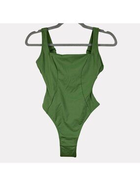TA3 Hi Cut Squarey Army Green One Piece Swimsuit Womens XS Short Corset